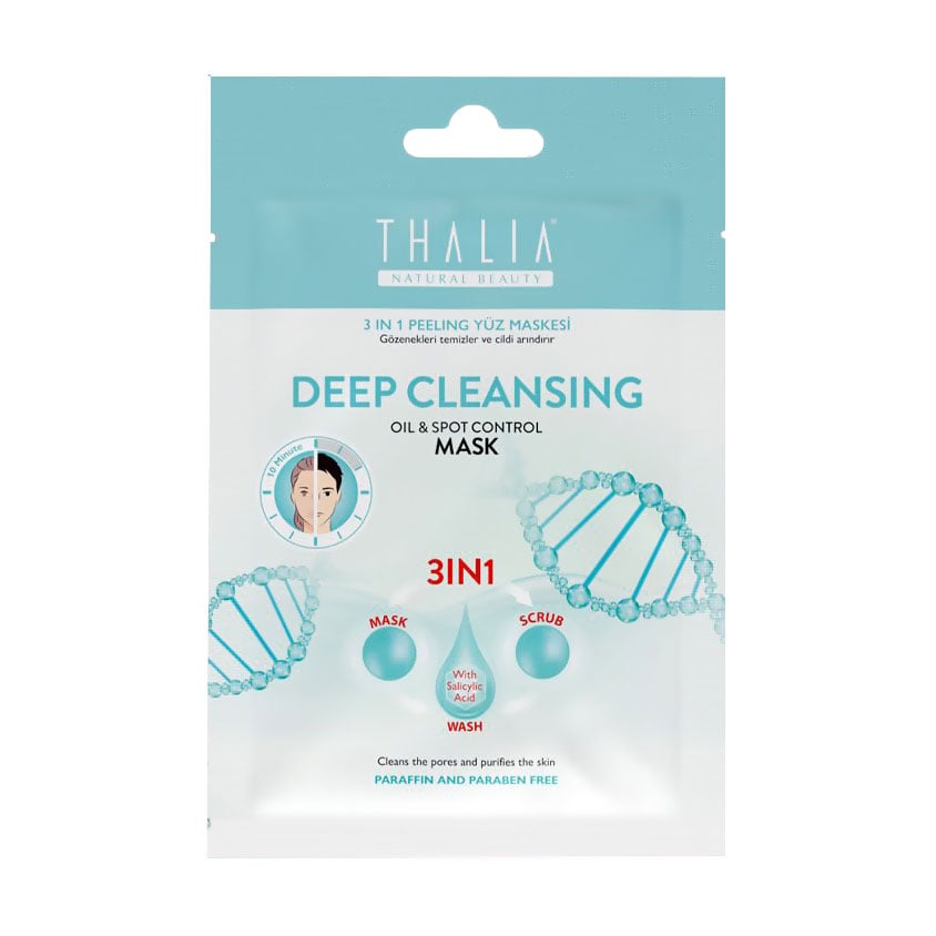 Глибоко очищувальна маска-пілінг для обличчя 3 в 1 Thalia Deep Cleansing Oil &amp; Spot Control Mask, 15 мл